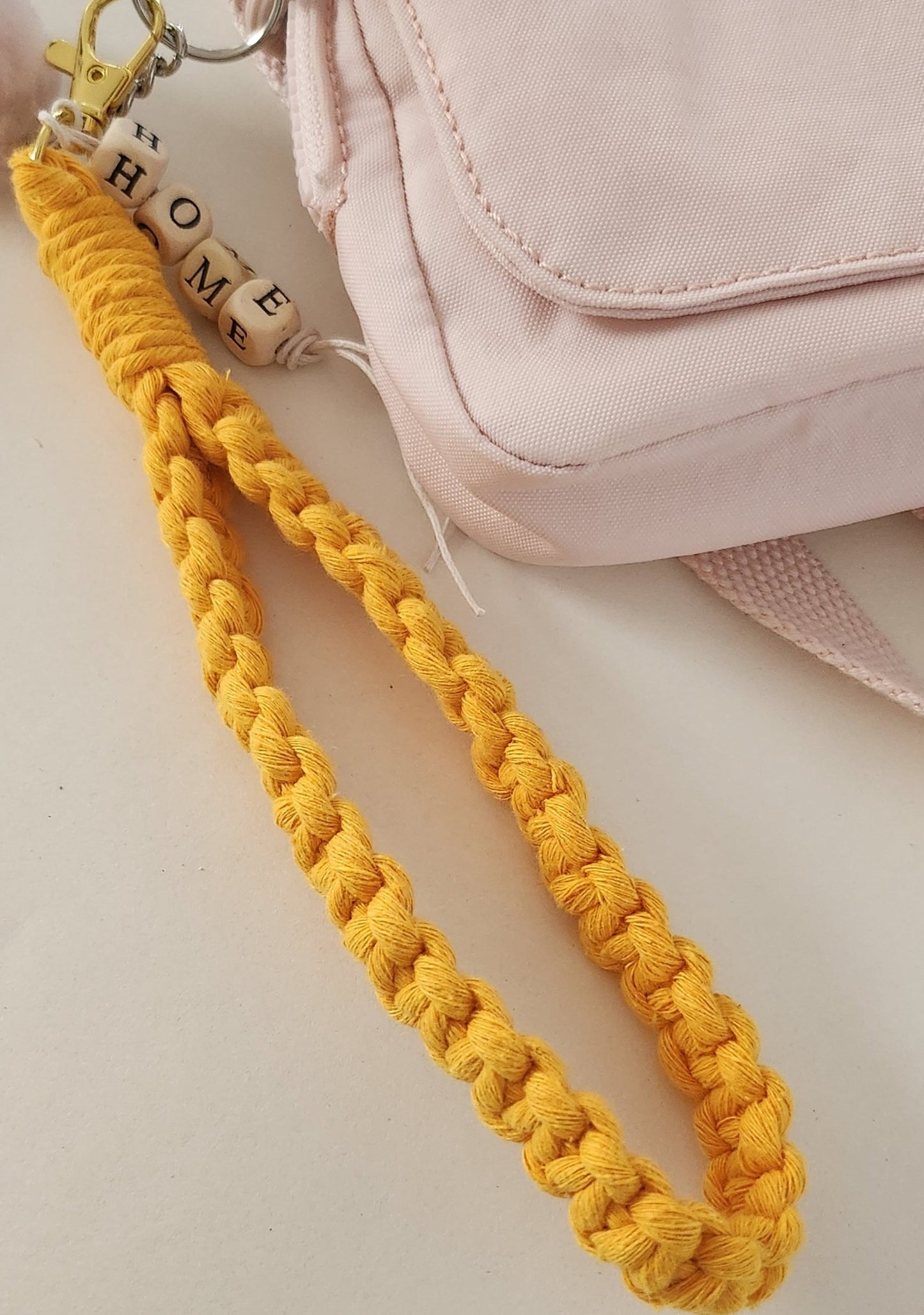 Wristlet macrame keychain
