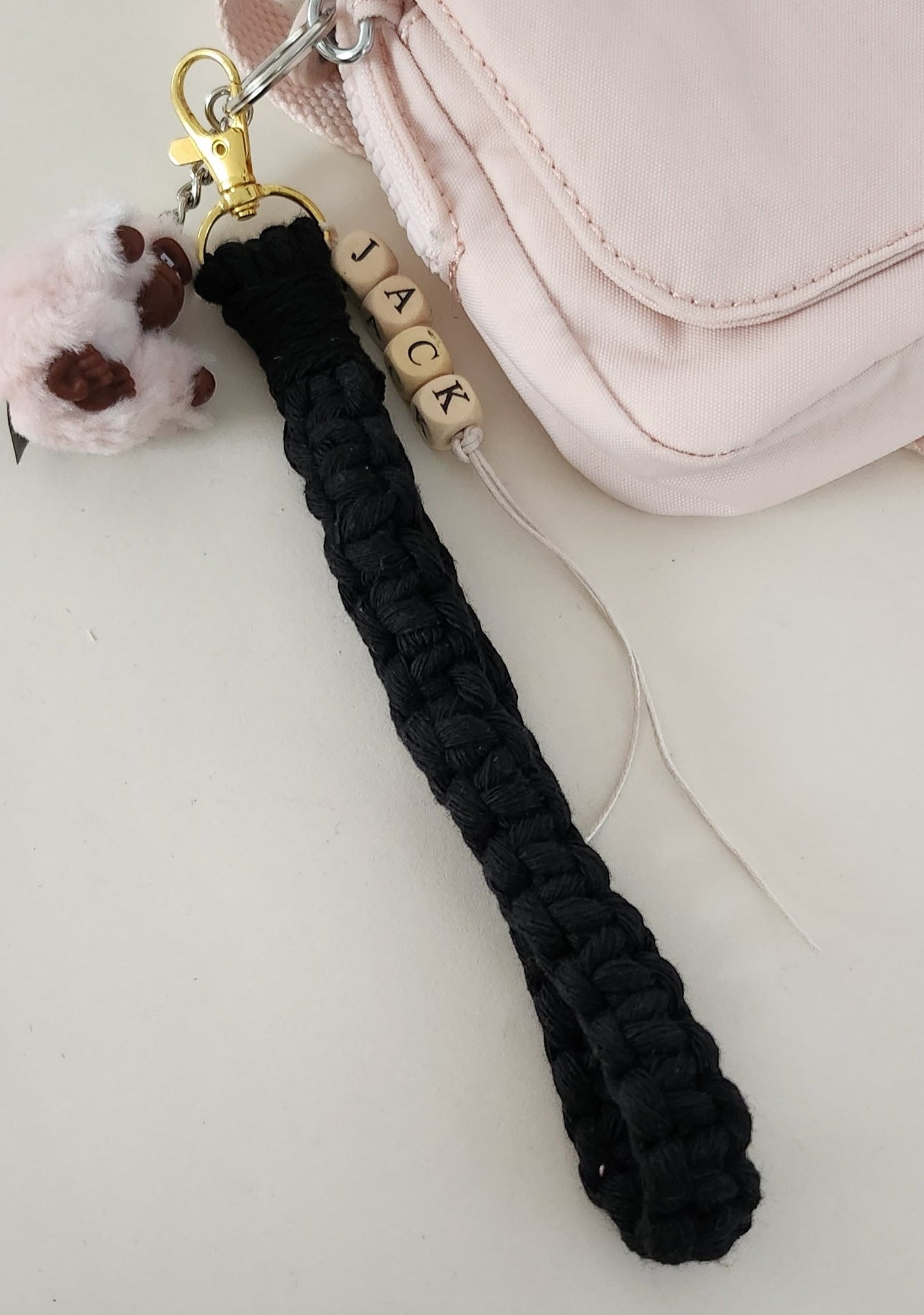 Wristlet macrame keychain
