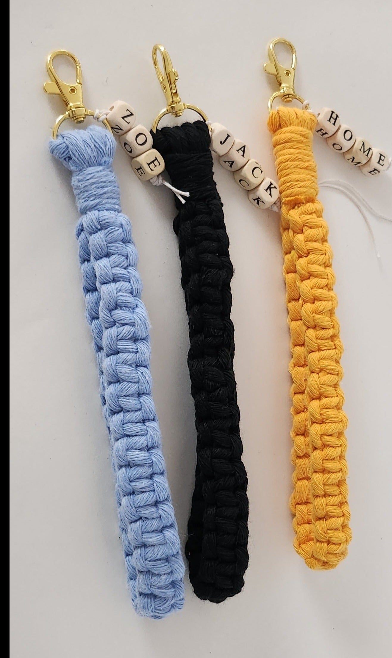 Wristlet macrame keychain