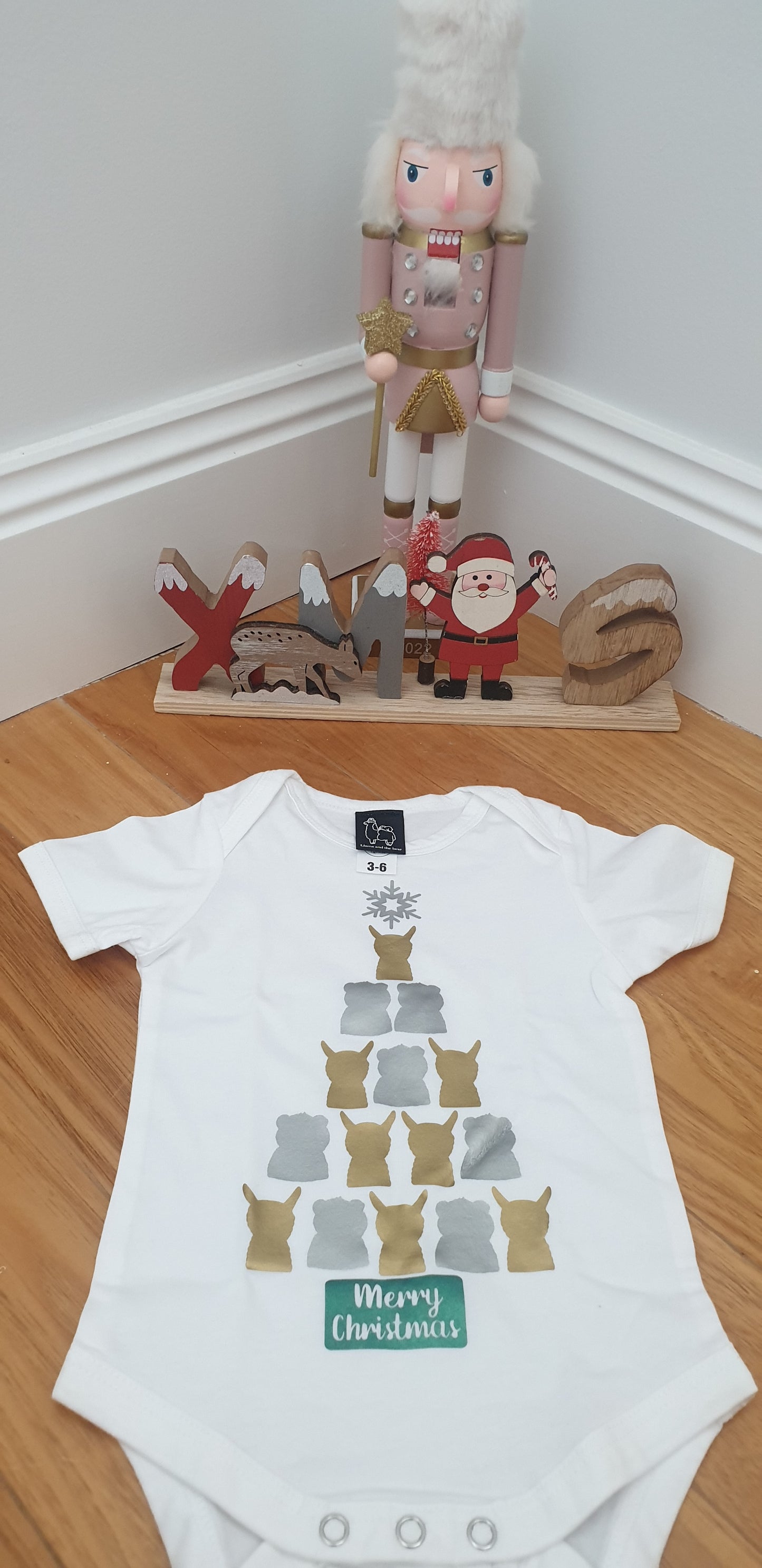 Llama Bear Christmas tree onesie