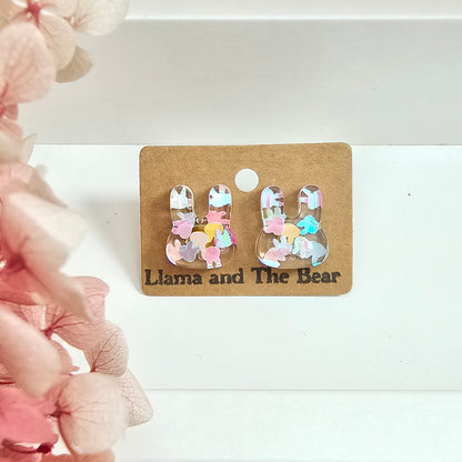 Resin bunny earrings