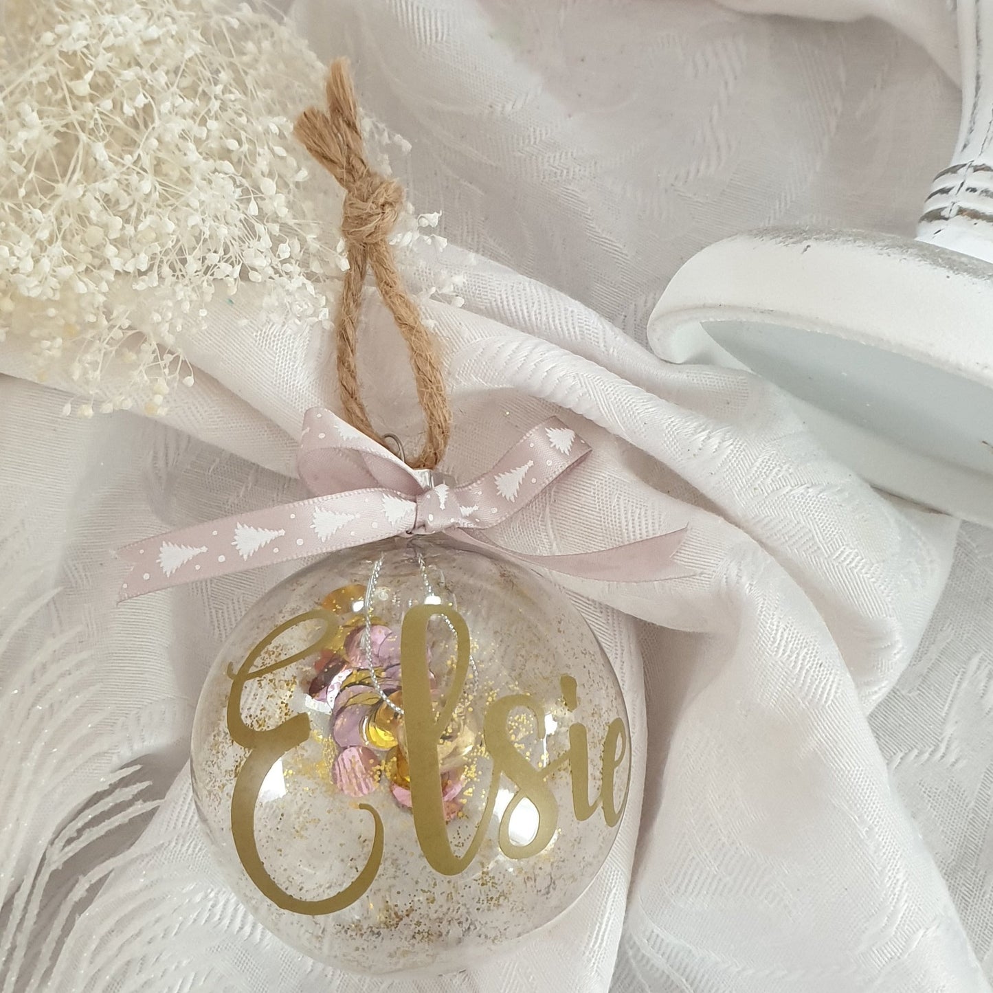 Pink Gold Jingle Bell Baubles
