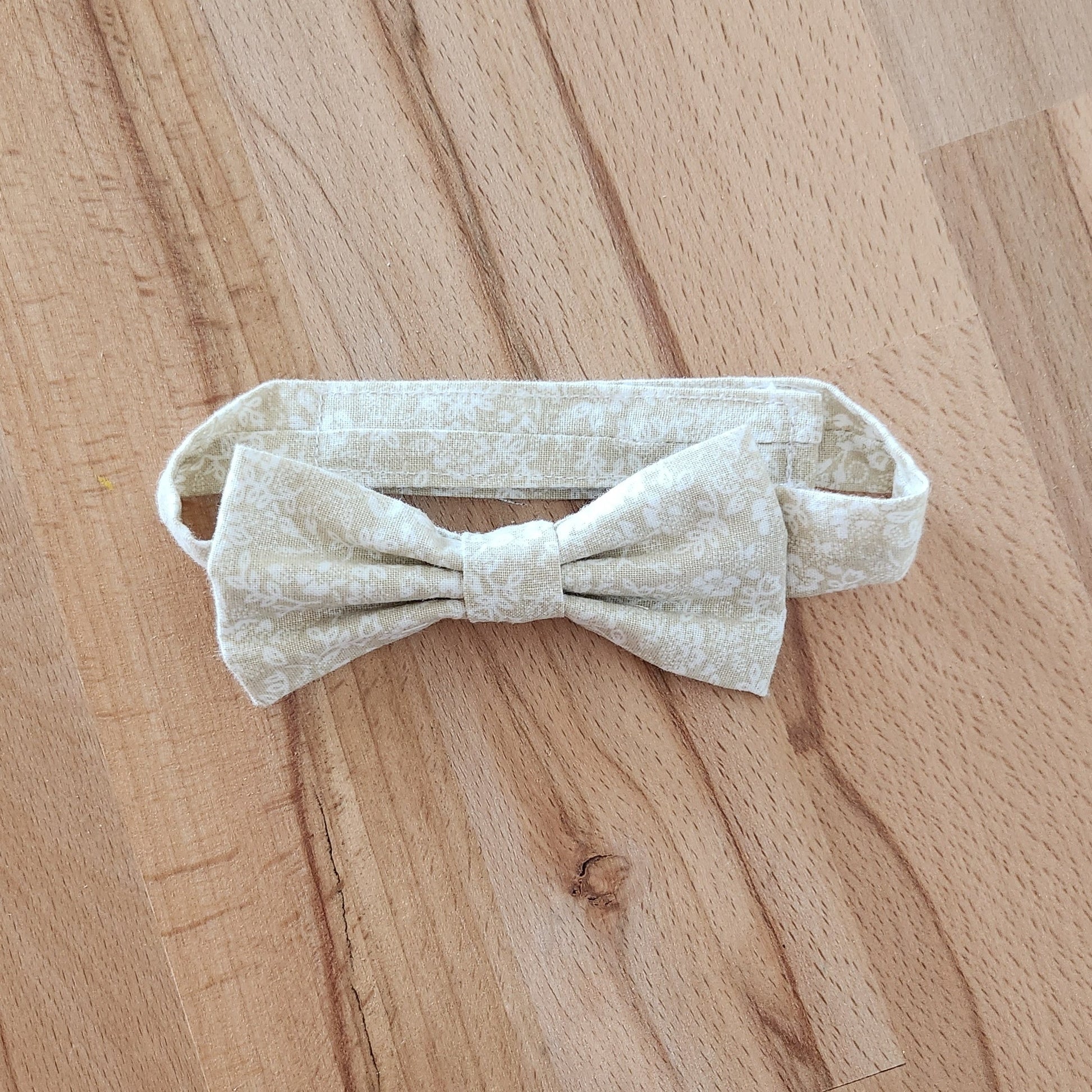 Beige floral bow tie