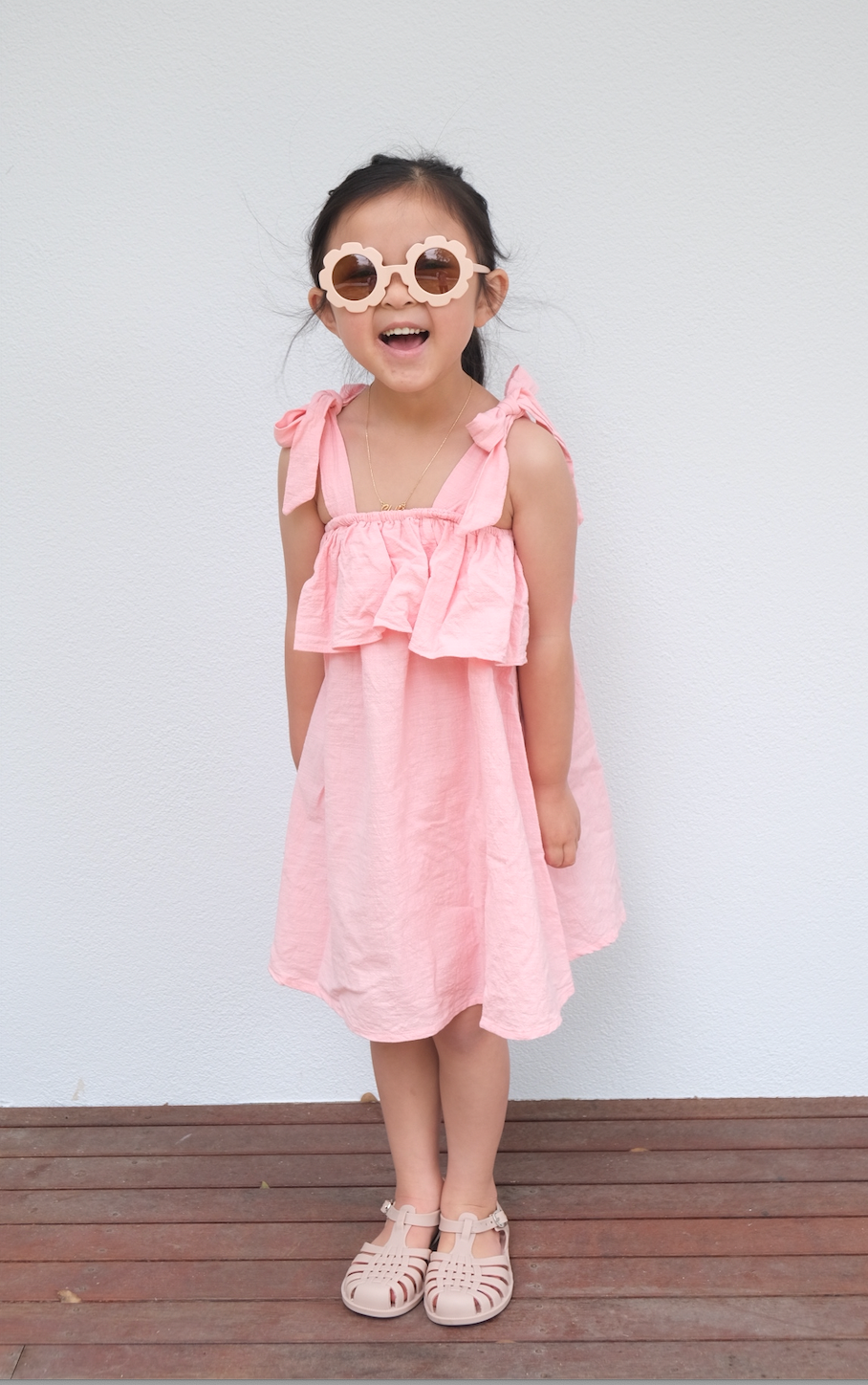 Pink Bow Strap Dress